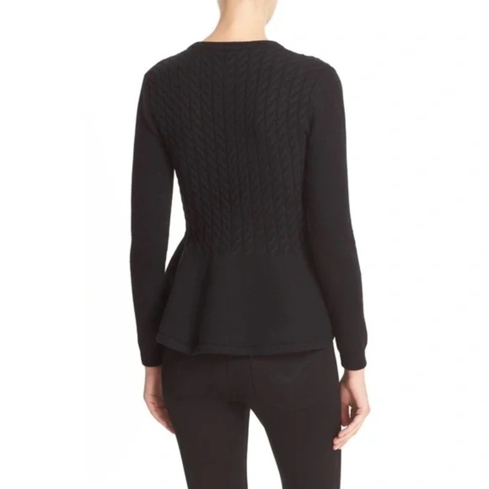 Ted Baker London Women's US 8/10 Black Mereda Cable Knit Peplum Sweater - Picture 8 of 12